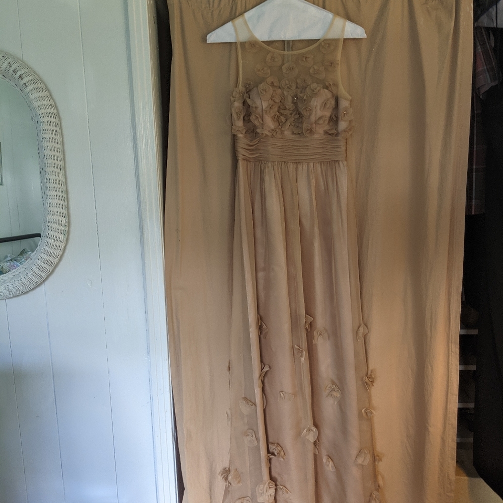 JS Collections Champagne Gown with Flower Applique - Picture 2 of 5